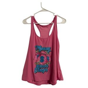 Money Never Sleeps Graphic Sleeveless Muscle Tee Sleepwear Racerback Tank Top